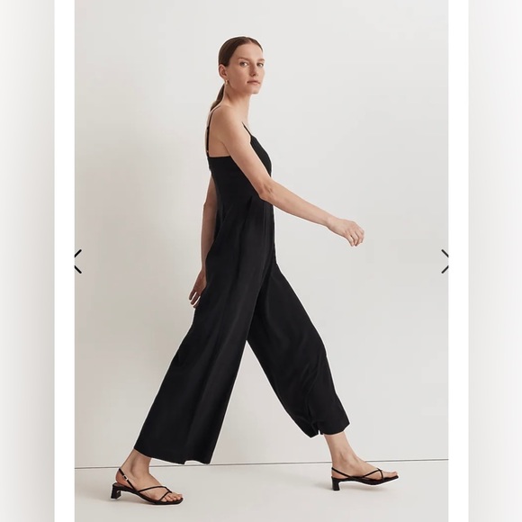 Madewell Black Square-Neck Wide-Leg Sleeveless Jumpsuit with adjustable straps - Picture 6 of 6